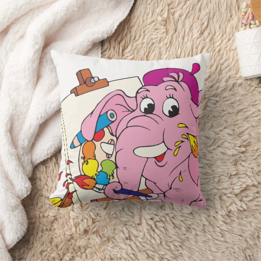 Coussin décoratif d'éléphant rose (Couverture)