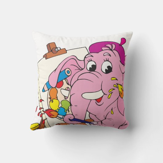 Coussin décoratif d'éléphant rose (Verso)