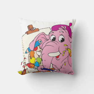 Coussin décoratif d'éléphant rose