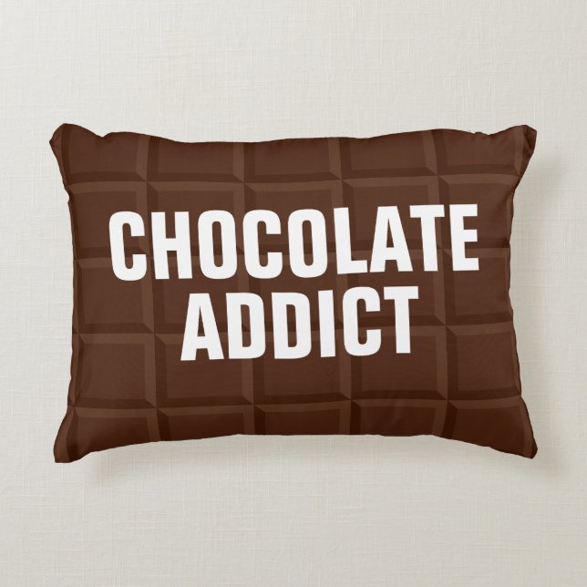 Coussin décoratif drôle de chocolat brun addict (Devant)