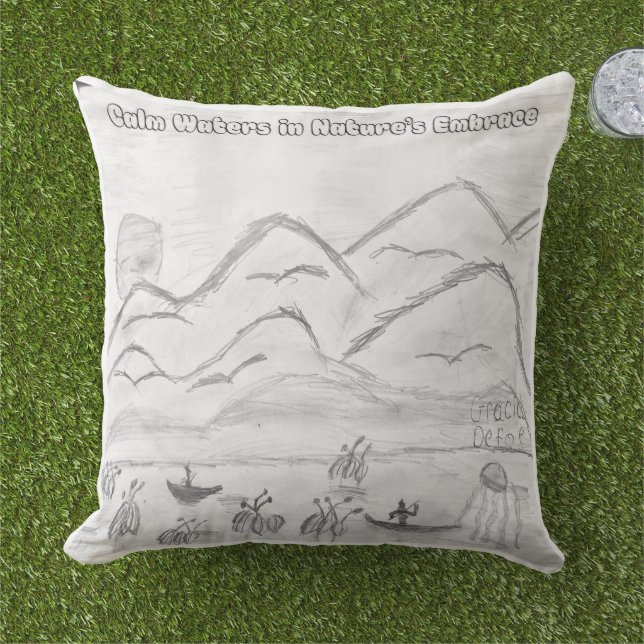 Coussin décoratif 'Eaux Calmes dans l'Étreinte de  (Herbe)