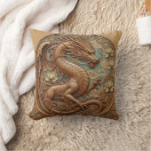 Coussin décoratif effet sculpture sur bois dragon (Couverture)