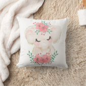 Coussin décoratif éléphant à l'aquarelle avec flor (Couverture)