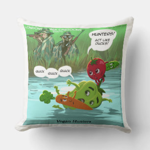 Coussin décoratif en coton drôle de chasseur végan