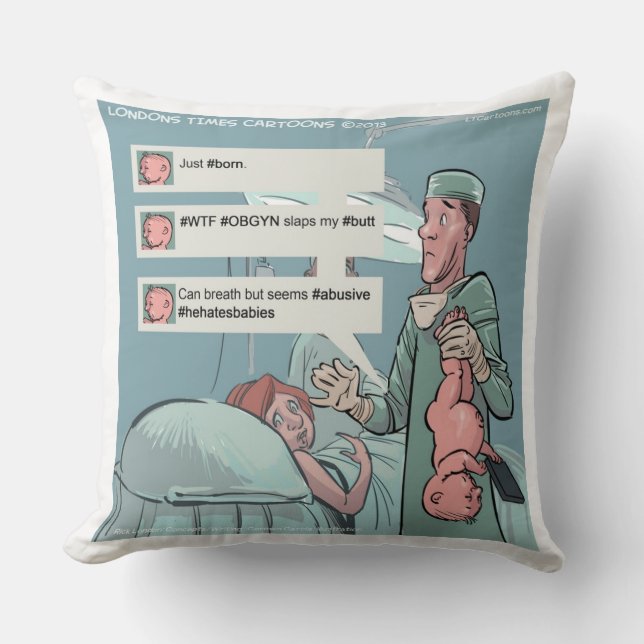 Coussin Décoratif en Coton Géant Drôle "Né pour Tw (Recto)