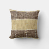Coussin décoratif en coton marron et beige (Recto)