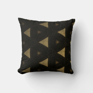 Coussin décoratif en coton noir et beige