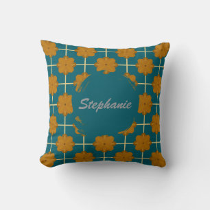 Coussin décoratif en forme de carreau floral Retro
