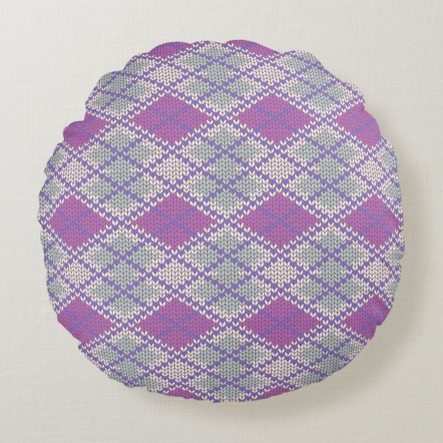 COUSSIN DÉCORATIF EN MAILLE ARGYLE LILAS (Devant)