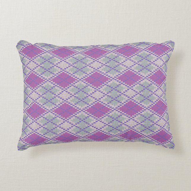 COUSSIN DÉCORATIF EN MAILLE ARGYLE LILAS (Devant)