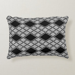 COUSSIN DÉCORATIF EN MAILLE ARGYLE NOIR