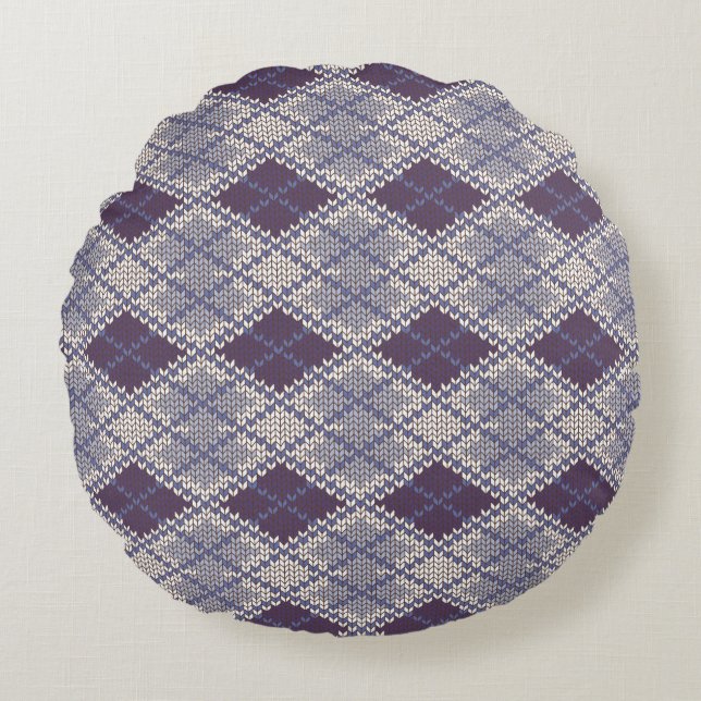 COUSSIN DÉCORATIF EN MAILLE ARGYLE PLUM (Devant)
