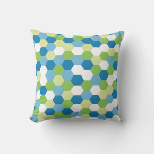  Coussin décoratif en mosaïque hexagonale bleue et