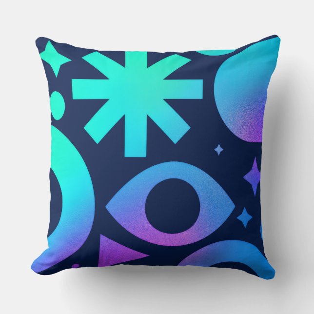 Coussin décoratif Evil Eye Cosmic Bleu sarcelle Vi (Recto)