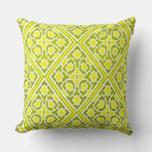 Coussin décoratif Faux Crewel à motif diamant jaun