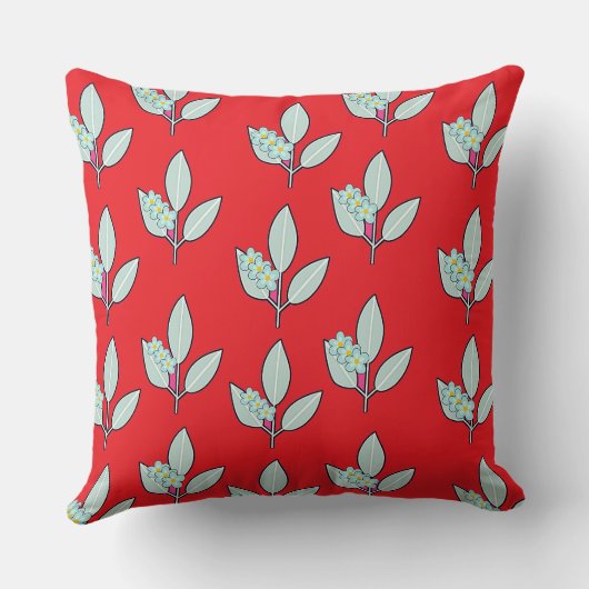 Coussin Décoratif Feuille Florale Rouge (Verso)
