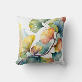 Coussin décoratif | Feuilles de Ginkgo à l'aquarel