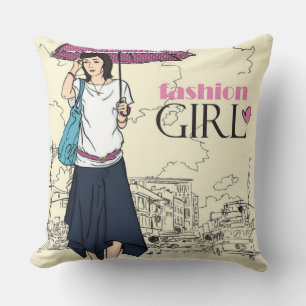 Coussin Décoratif Fille de Mode Urbaine