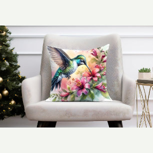 Coussin décoratif fleur colibri Cadeau nature