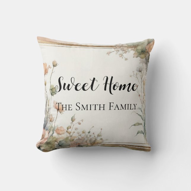 coussin décoratif fleur vert sauge - texte personn (Recto)