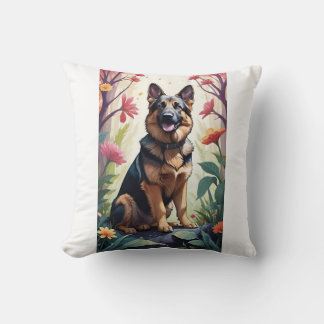 Coussin décoratif fleuri allemand Shepherd Dog