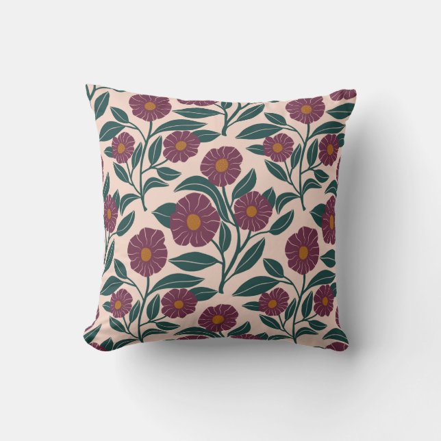 Coussin décoratif fleurs de confiture rouge avec f (Recto)