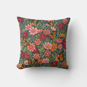 Coussin décoratif Fleurs de Cosmos Papillon