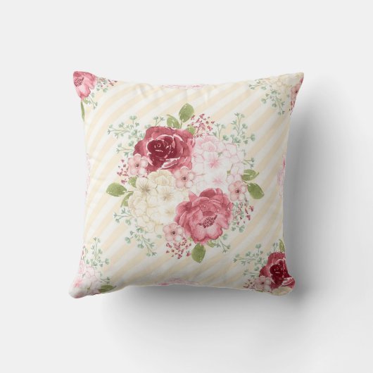 COUSSIN DÉCORATIF FLEURS DE ROSIERS POURPRES STYLE (Verso)