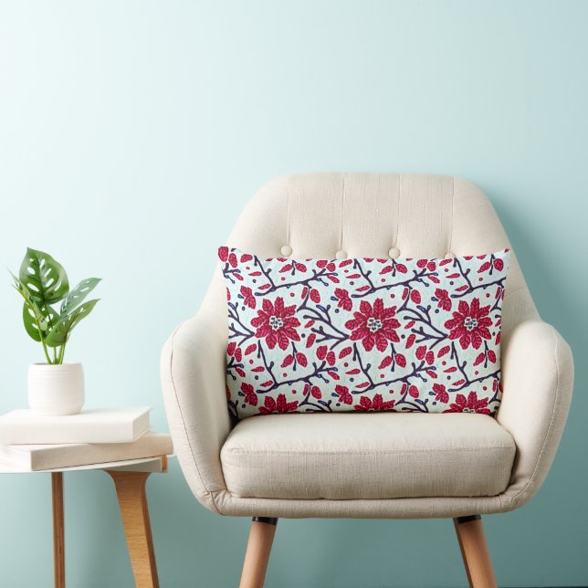 Coussin décoratif Fleurs Rouges de Floraison d'Hiv (Chaise)