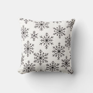 Coussin décoratif flocon de neige noir et blanc –