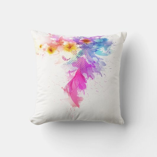 Coussin décoratif floral aquarelle (Recto)