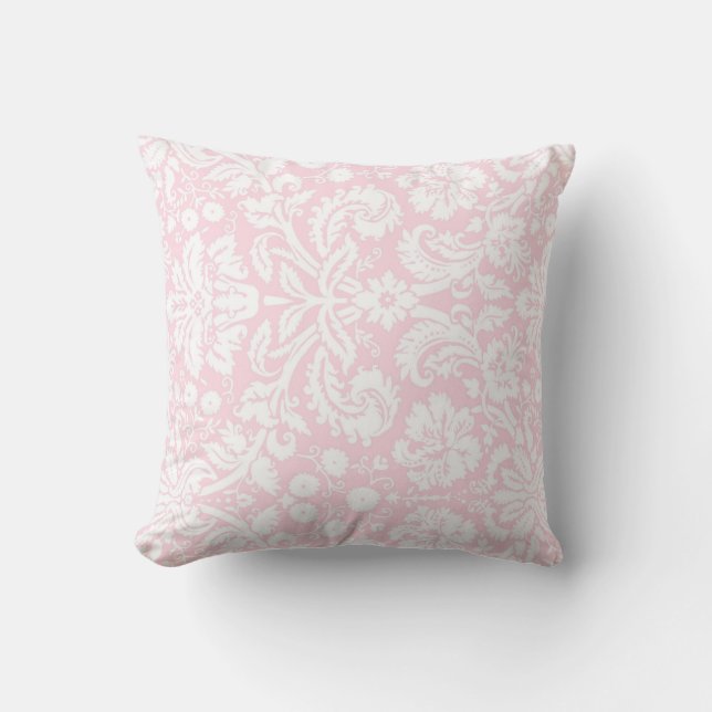 Coussin décoratif floral blanc rose (Recto)