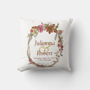 Coussin décoratif floral bohème aquarelle