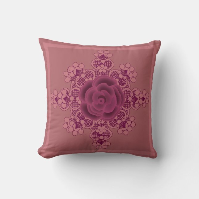 Coussin décoratif floral Mauve (Recto)