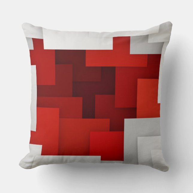 Coussin décoratif géométrique rouge blanc (Recto)