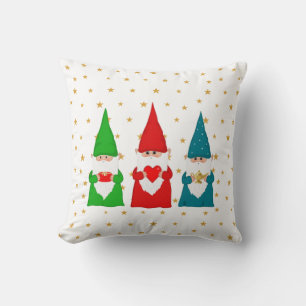Coussin décoratif Gnomes de Noël & étoiles