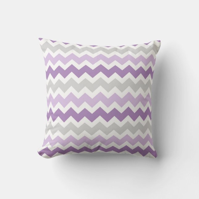 Coussin décoratif gris de Chevron de lavande (Recto)