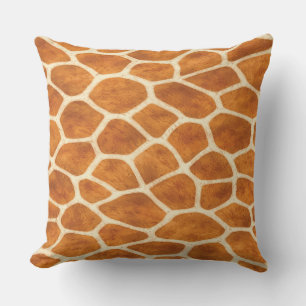 coussin décoratif imprimé girafe marron