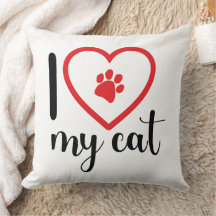 Coussin décoratif j'aime mon chat 
