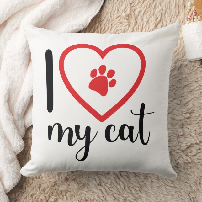 Coussin décoratif j'aime mon chat  (Couverture)