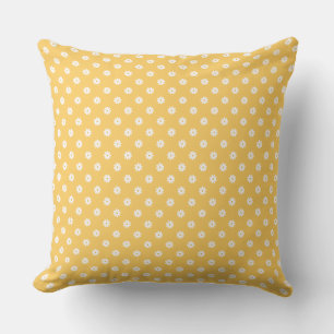 Coussin décoratif jaune avec marguerites blanches