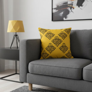 Coussin Décoratif Jaune et Noir pour Canapé