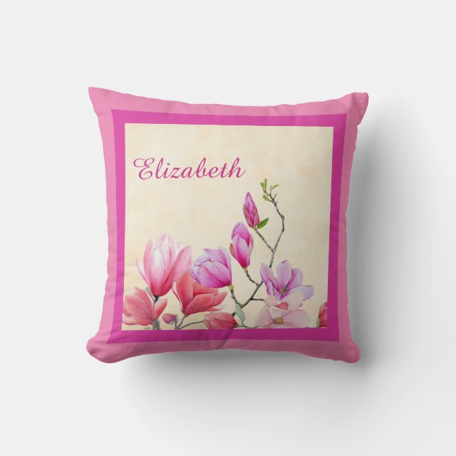 Coussin décoratif jeté coussin Magnolia rose (Recto)