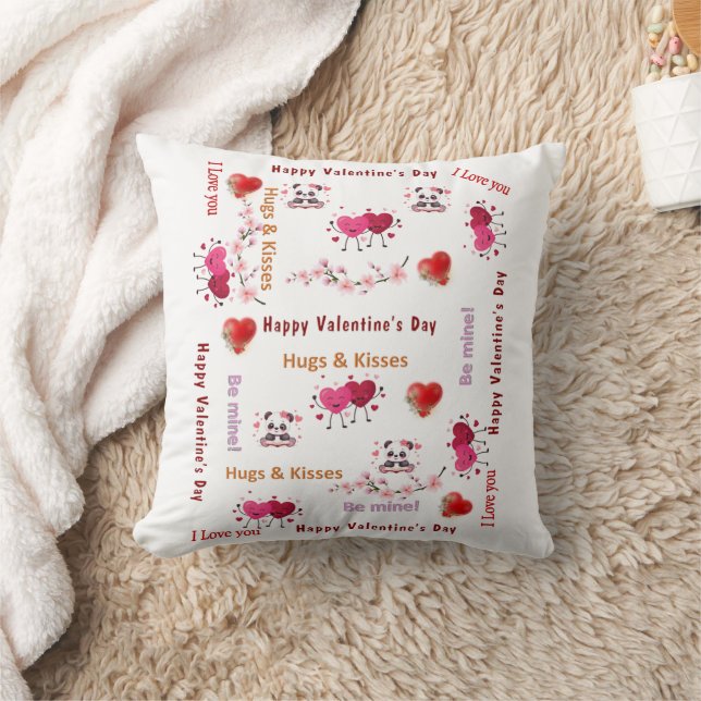 Coussin décoratif Joyeuse Saint-Valentin Cœurs rou (Couverture)
