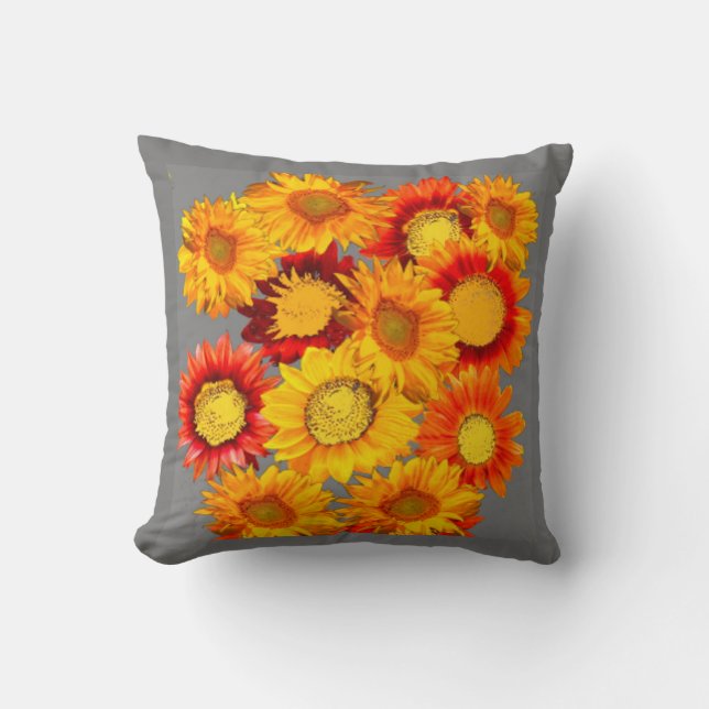 COUSSIN DÉCORATIF KANSAS SUNFLOWERS GRAY ART (Recto)