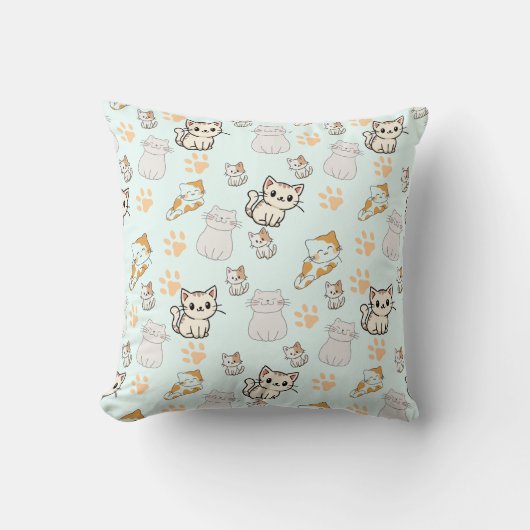 Coussin décoratif Kawaii Chatons & Pattes Mignon (Recto)