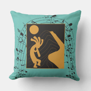 Coussin décoratif Kokopelli Notes de Musique