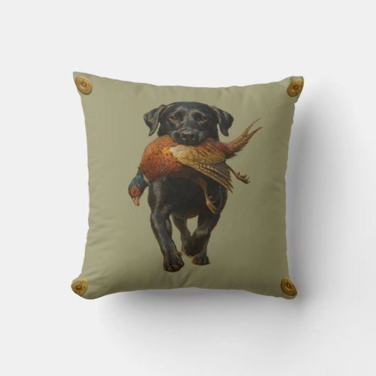 Coussin décoratif Labrador Retriever noir et Faisa (Recto)