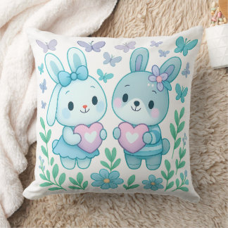 Coussin décoratif Lapin Couple Cœur