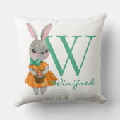 Coussin décoratif Lapin de Pâques avec initiale et (Verso)